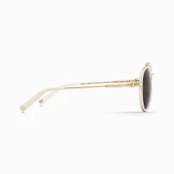 Sale Lunettes de soleil aviateur HARRISON, blanches et beiges-dorées Femme Lunettes De Soleil|Lunettes De Soleil