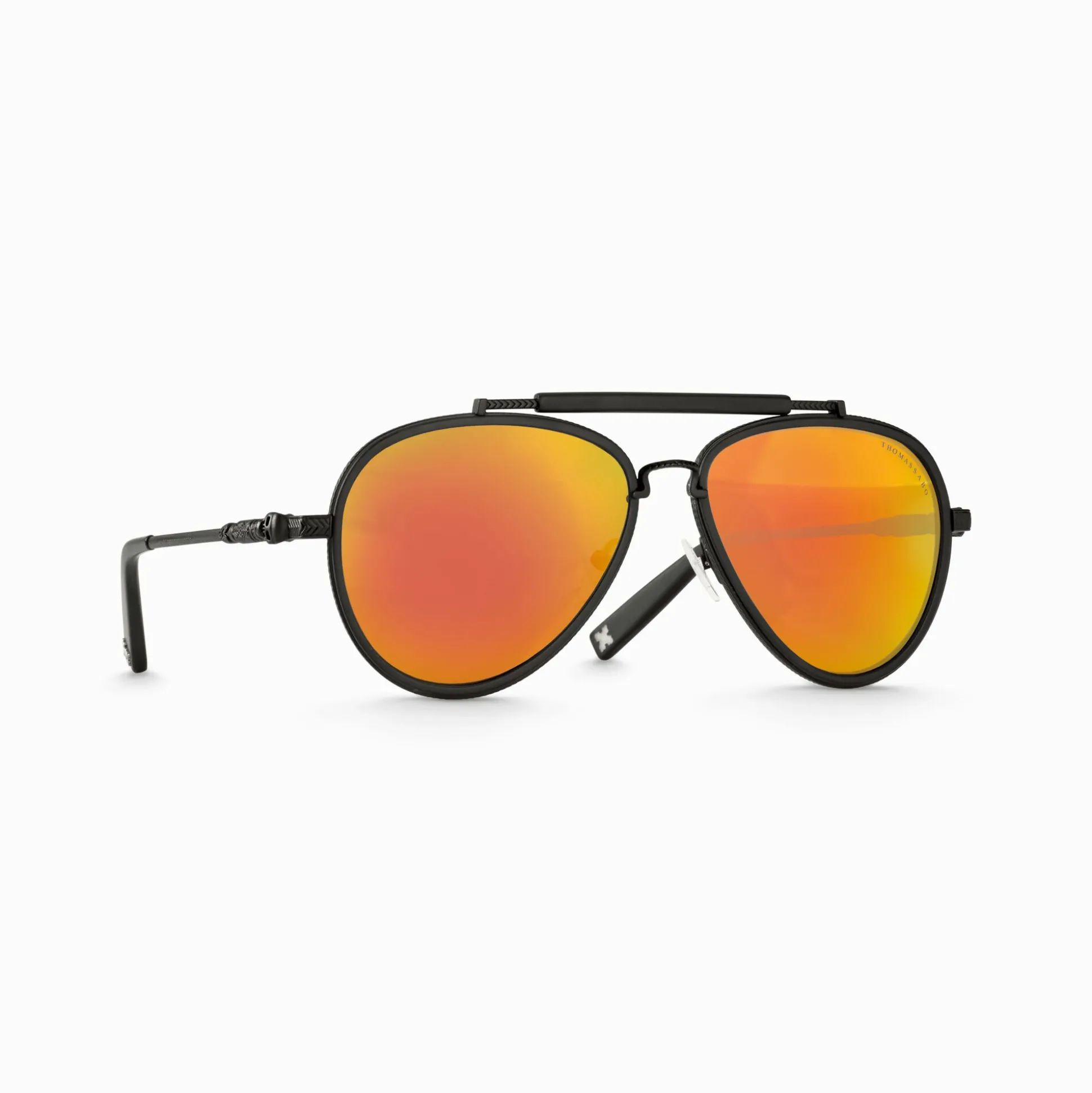 Hot Lunettes de soleil aviateur noires HARRISON, aux verres orange à effet miroir Femme Lunettes De Soleil|Lunettes De Soleil