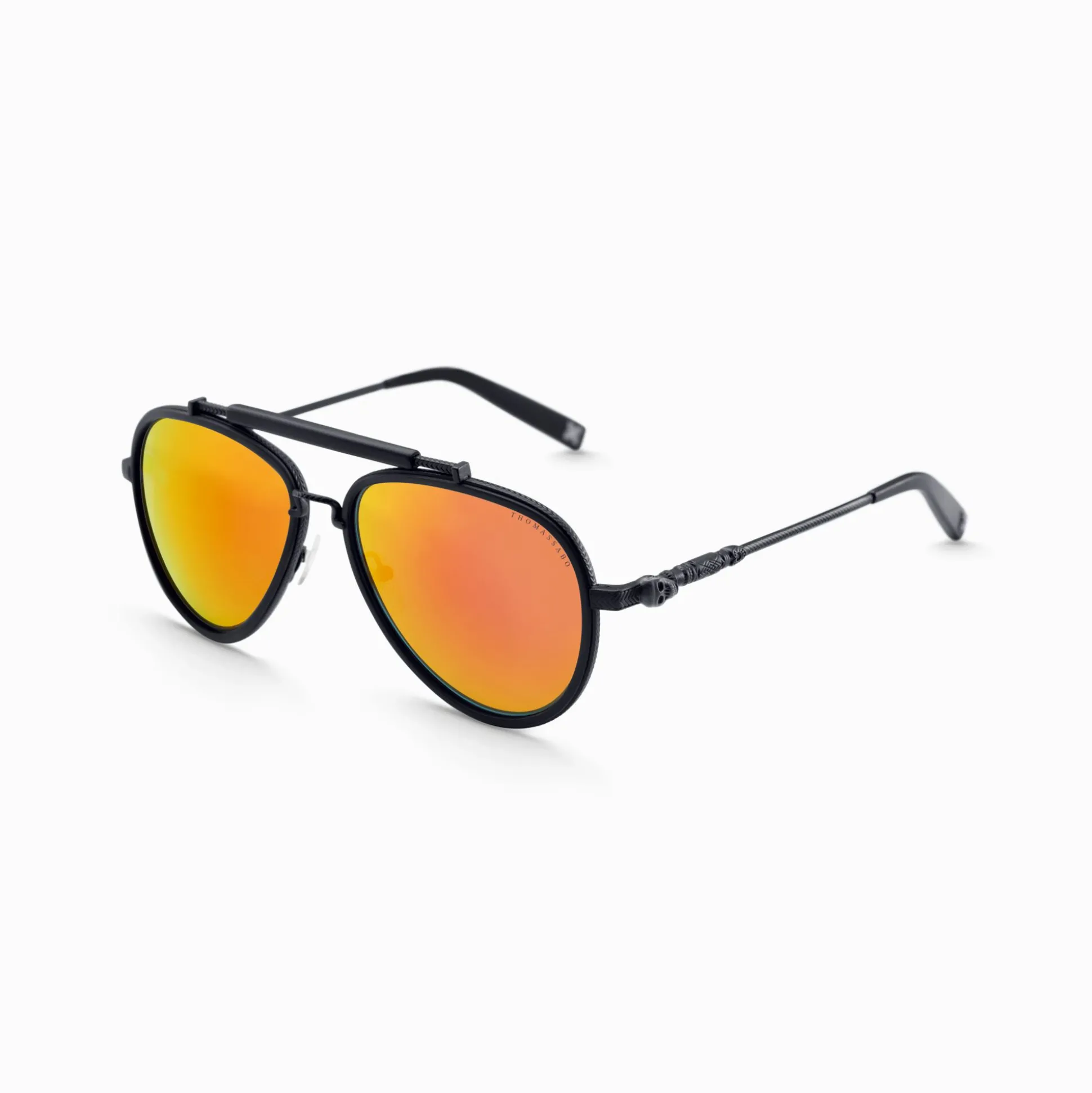 Hot Lunettes de soleil aviateur noires HARRISON, aux verres orange à effet miroir Femme Lunettes De Soleil|Lunettes De Soleil