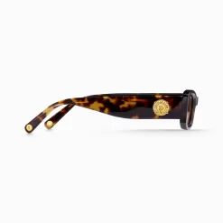 Shop Lunettes de soleil Kim étroite rectangulaire havane Femme Lunettes De Soleil