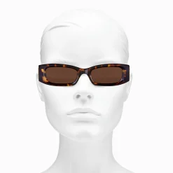 Shop Lunettes de soleil Kim étroite rectangulaire havane Femme Lunettes De Soleil