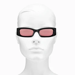 New Lunettes de soleil Kim étroite rectangulaire rouge foncé Femme Lunettes De Soleil|Lunettes De Soleil