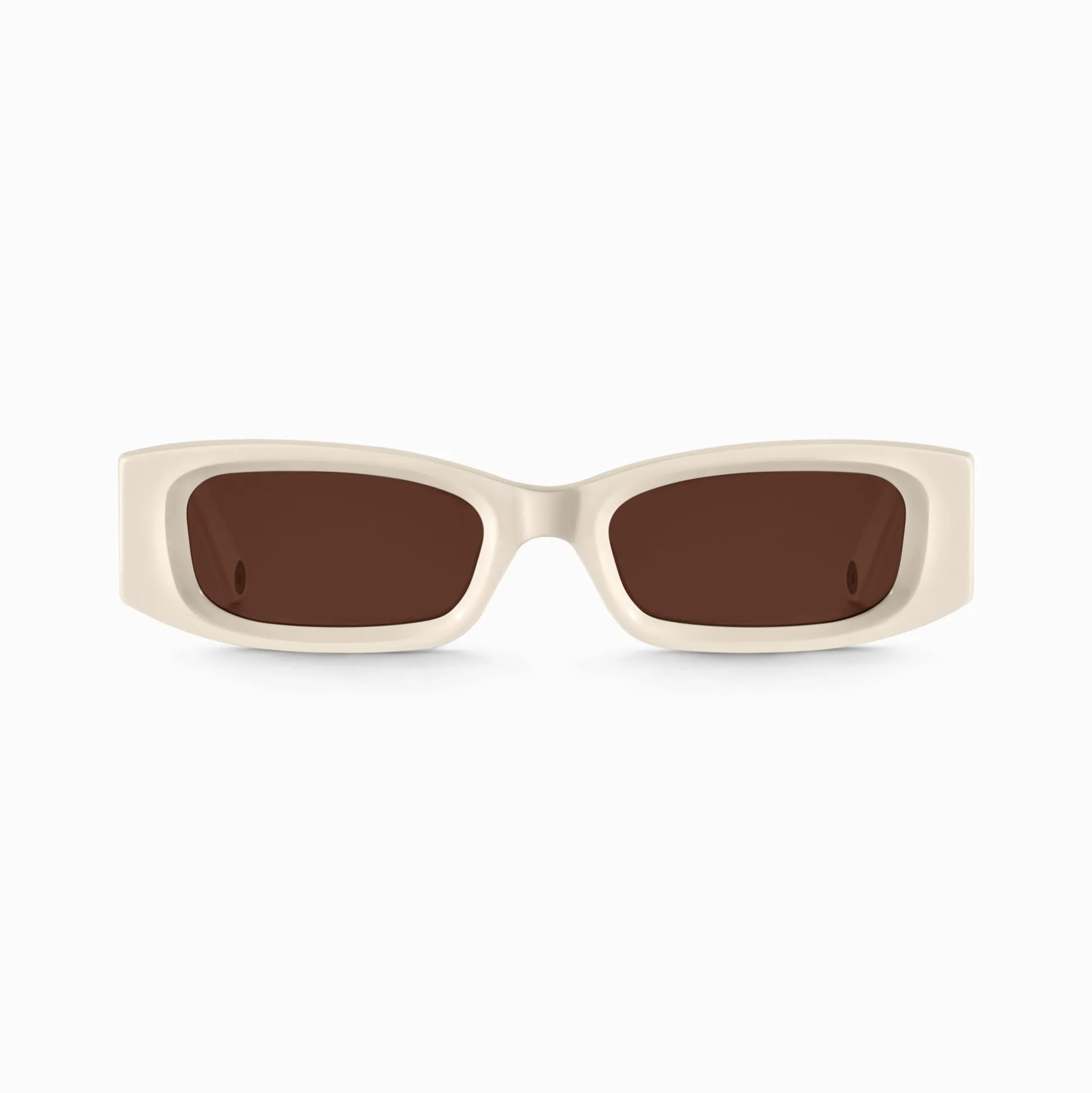 Clearance Lunettes de soleil Kim étroite rectangulaire beige Femme Lunettes De Soleil