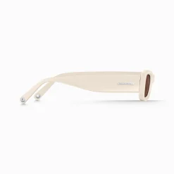 Clearance Lunettes de soleil Kim étroite rectangulaire beige Femme Lunettes De Soleil