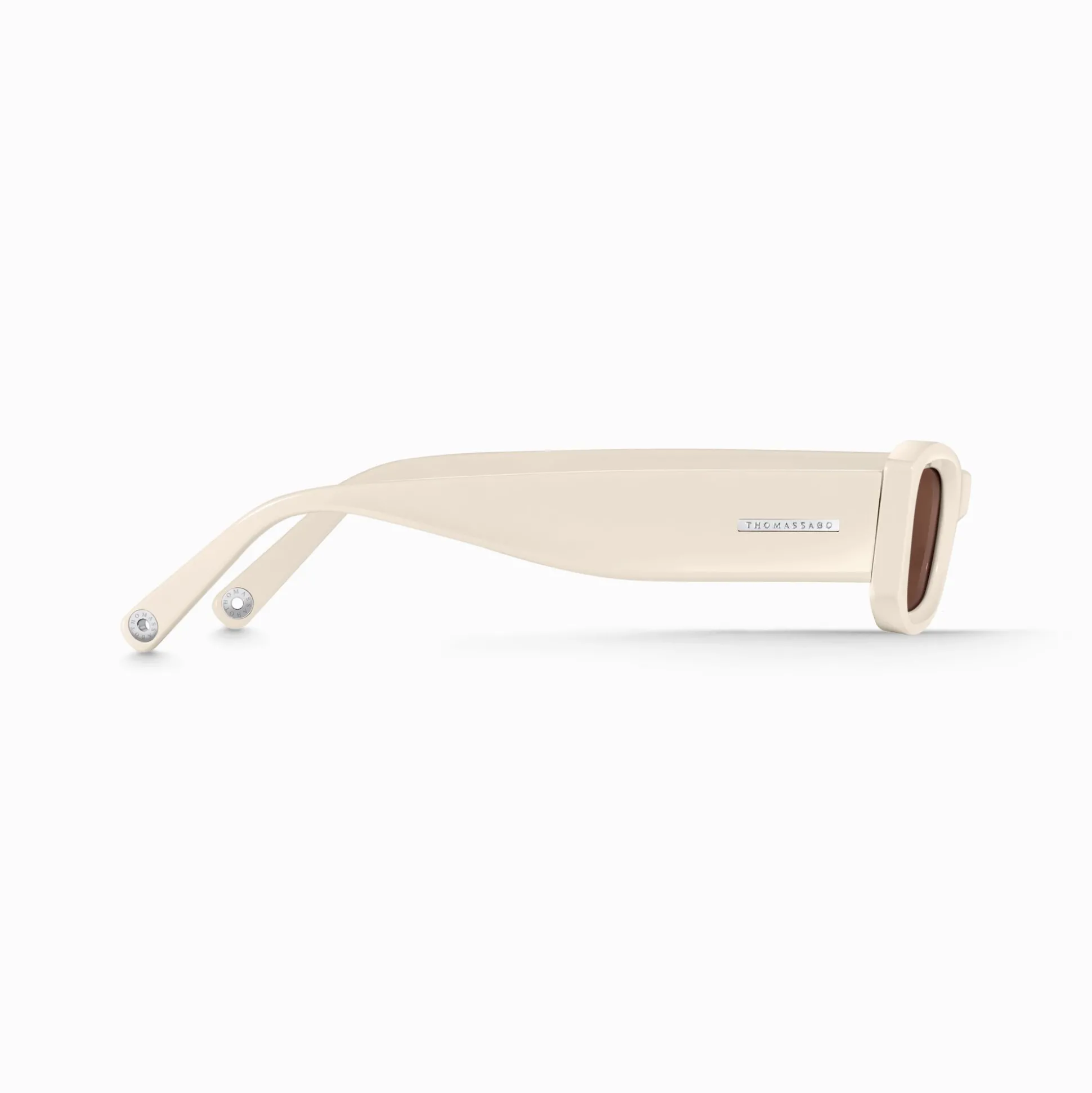 Clearance Lunettes de soleil Kim étroite rectangulaire beige Femme Lunettes De Soleil