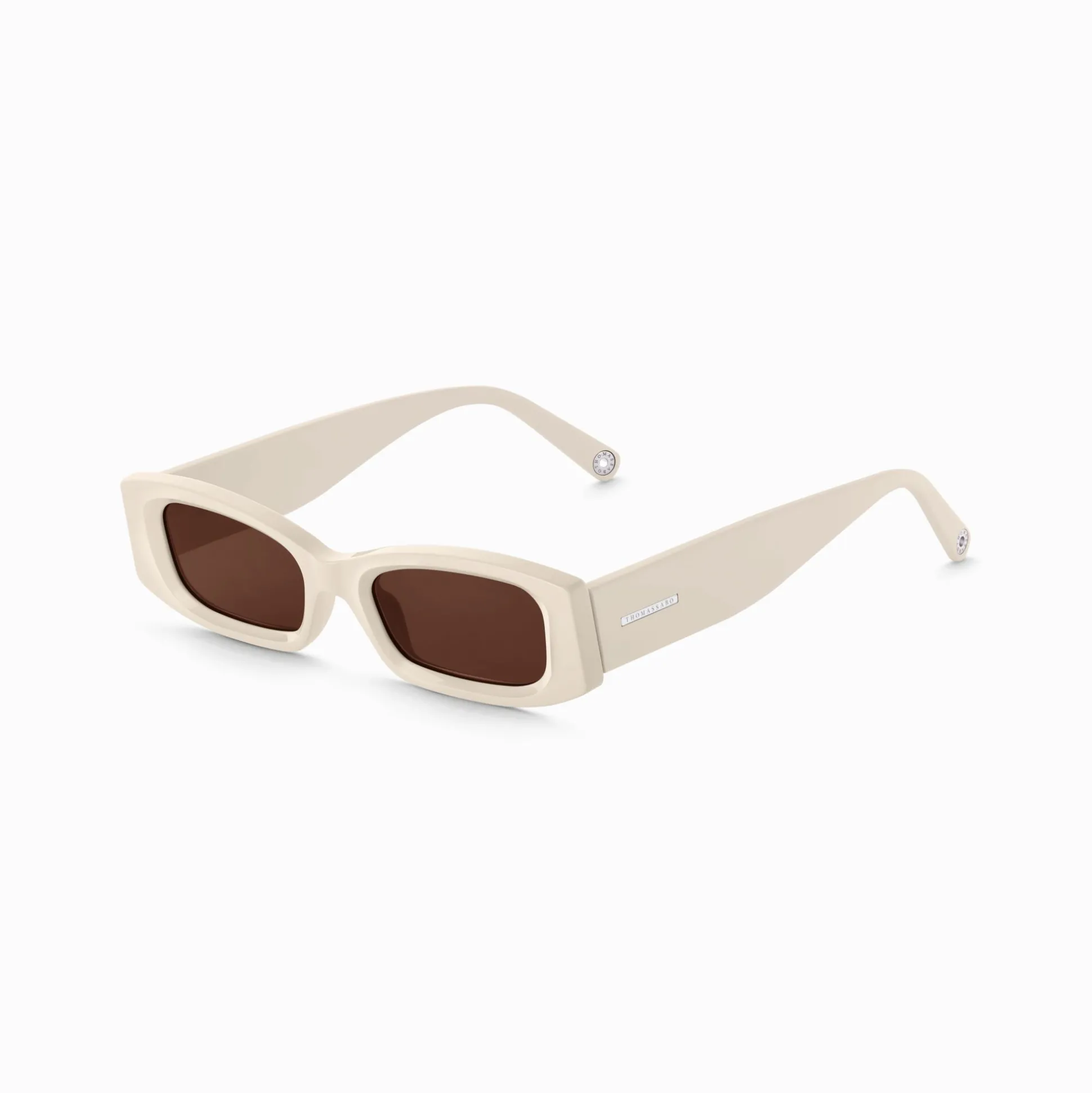 Clearance Lunettes de soleil Kim étroite rectangulaire beige Femme Lunettes De Soleil