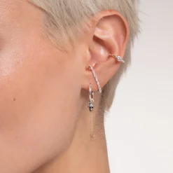 Flash Sale Manchette d’oreille unique pierre blanche argent Femme Créoles|Manchettes D'oreilles