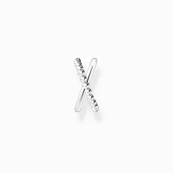 Shop Manchette d’oreille unique double billes d'argent Femme Créoles|Manchettes D'oreilles