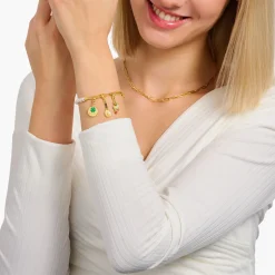 Cheap Membre Breloque Charm raquette de tennis dorée ornée d’une perle Femme Charms|Charms