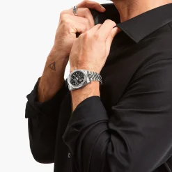 Flash Sale Montre automatique argentée de 41 mm avec cadran noir Homme Montres|Montres