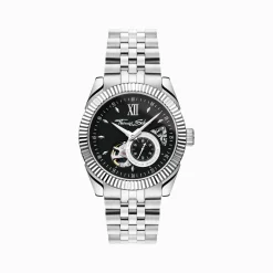 Online Montre automatique argentée de 41 mm avec cadran noir Homme Montres|Montres