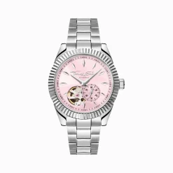 Fashion Montre automatique argentée de 36 mm avec cadran rose rebelle Femme Montres|Montres Pour Femmes