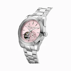 Fashion Montre automatique argentée de 36 mm avec cadran rose rebelle Femme Montres|Montres Pour Femmes