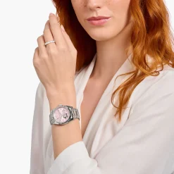 Fashion Montre automatique argentée de 36 mm avec cadran rose rebelle Femme Montres|Montres Pour Femmes