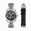 New Montre automatique en argent avec 41 mm, cadran noir et motif acanthe Homme Montres|Montres