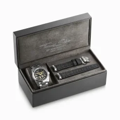 New Montre automatique en argent avec 41 mm, cadran noir et motif acanthe Homme Montres|Montres