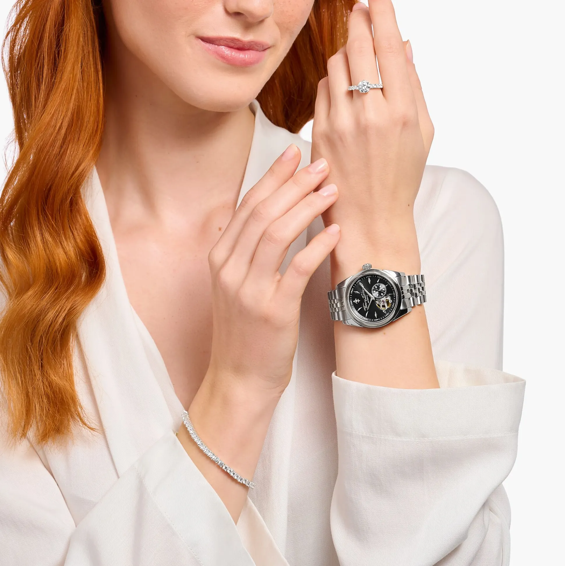 Outlet Montre automatique en argent de 36 mm avec emblème de lys Femme Montres|Montres Pour Femmes