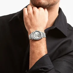 Sale Montre automatique en argent de 36 mm avec emblème de lys Femme Montres|Montres Pour Femmes