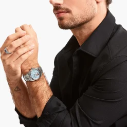 Fashion Montre automatique en argent de 36 mm avec cadran bleu glacier Femme Montres|Montres Pour Femmes