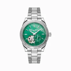 Sale Montre automatique en argent de 36 mm avec cadran vert émeraude Femme Montres|Montres Pour Femmes