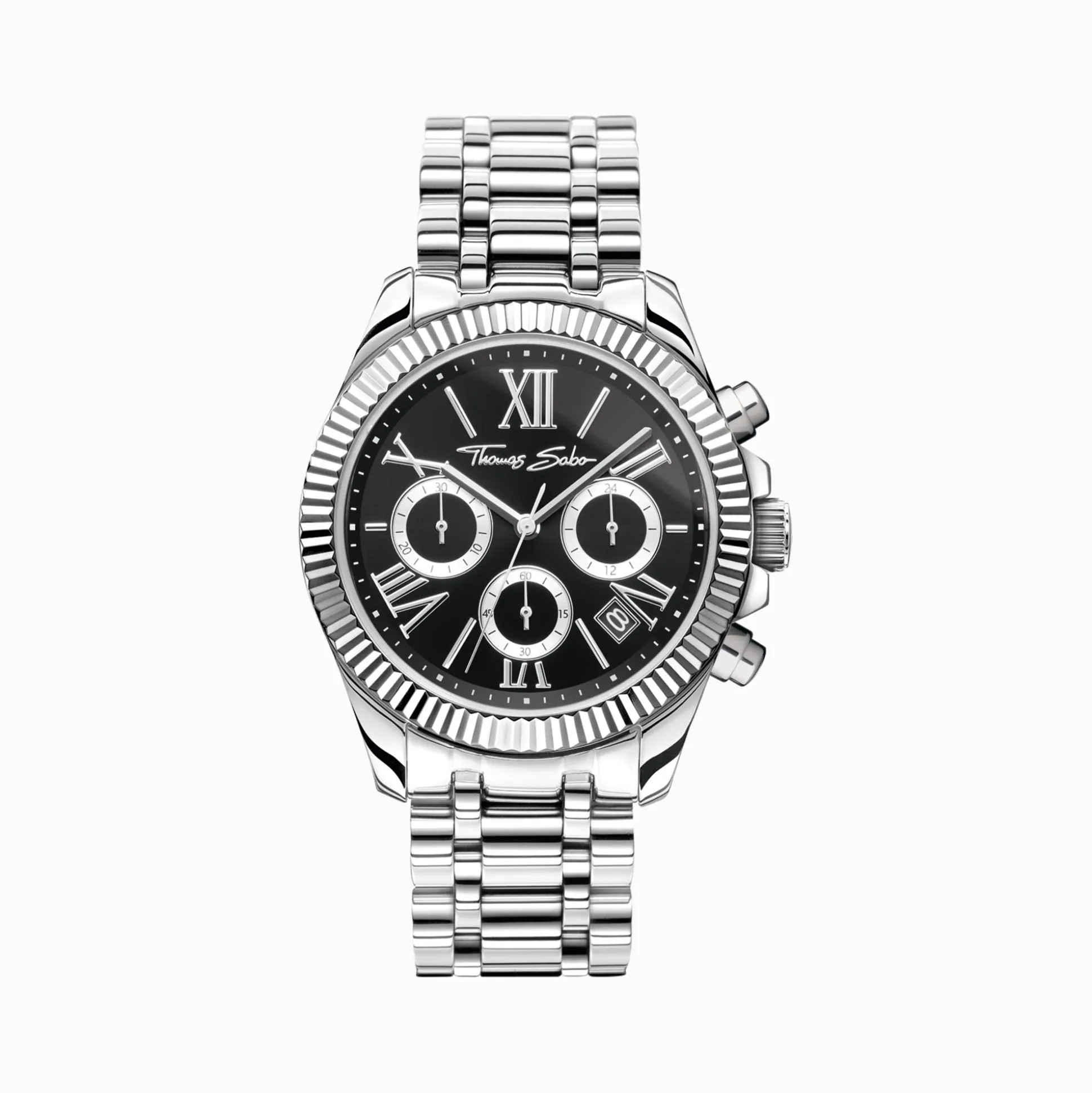 Hot Montre DivineChrono, placage argenté et cadran noir Femme Montres|Montres Pour Femmes