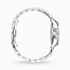 Outlet Montre pour femme Divine Silver avec cadran noir et pierres blanches argent Femme Montres|Montres Pour Femmes