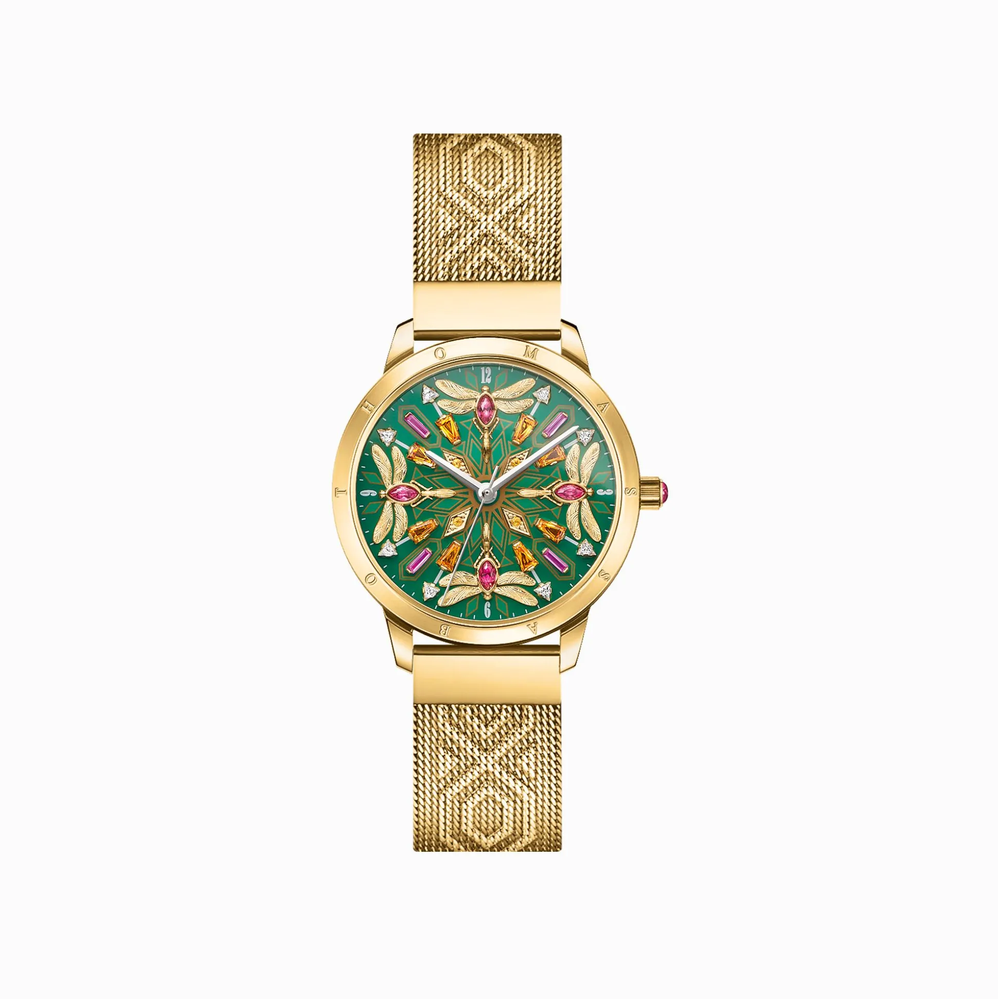 Store Montre pour femme kaléidoscope libellule vert couleur or jaune Femme Montres|Montres Pour Femmes