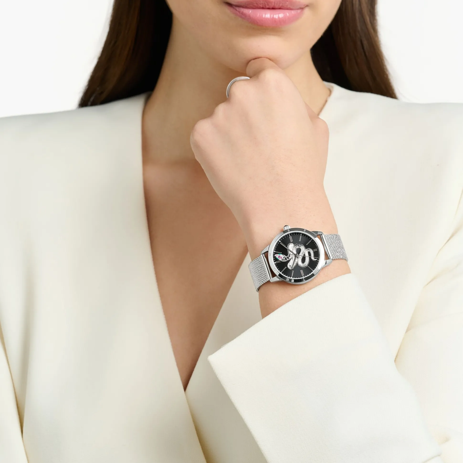 Outlet Montre pour femme serpent en optique 3D argenté Femme Montres|Montres Pour Femmes