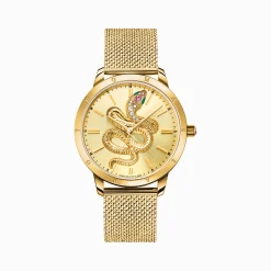 New Montre pour femme serpent en optique 3D couleur or jaune Femme Montres|Montres Pour Femmes