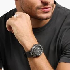 Sale Montre pour homme Rebel at Heart tête de mort argent noir Homme Montres|Montres