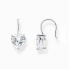 Outlet Pendants d’oreilles avec cœur en zircone blanche, argent Femme Boucles D'oreilles