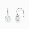 Clearance Pendants d’oreilles avec grande zircone blanche, argent Femme Boucles D'oreilles