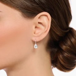 Best Pendants d’oreilles avec goutte en zircone blanche, argent Femme Boucles D'oreilles|Argent 925