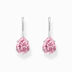 Best Pendants d’oreilles avec goutte en zircone rose, argent Femme Boucles D'oreilles|Argent 925