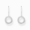 Online Pendants d’oreilles de forme circulaire ornés de gemmes blanches, argent Femme Boucles D'oreilles|Argent 925