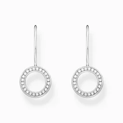 Online Pendants d’oreilles de forme circulaire ornés de gemmes blanches, argent Femme Boucles D'oreilles|Argent 925
