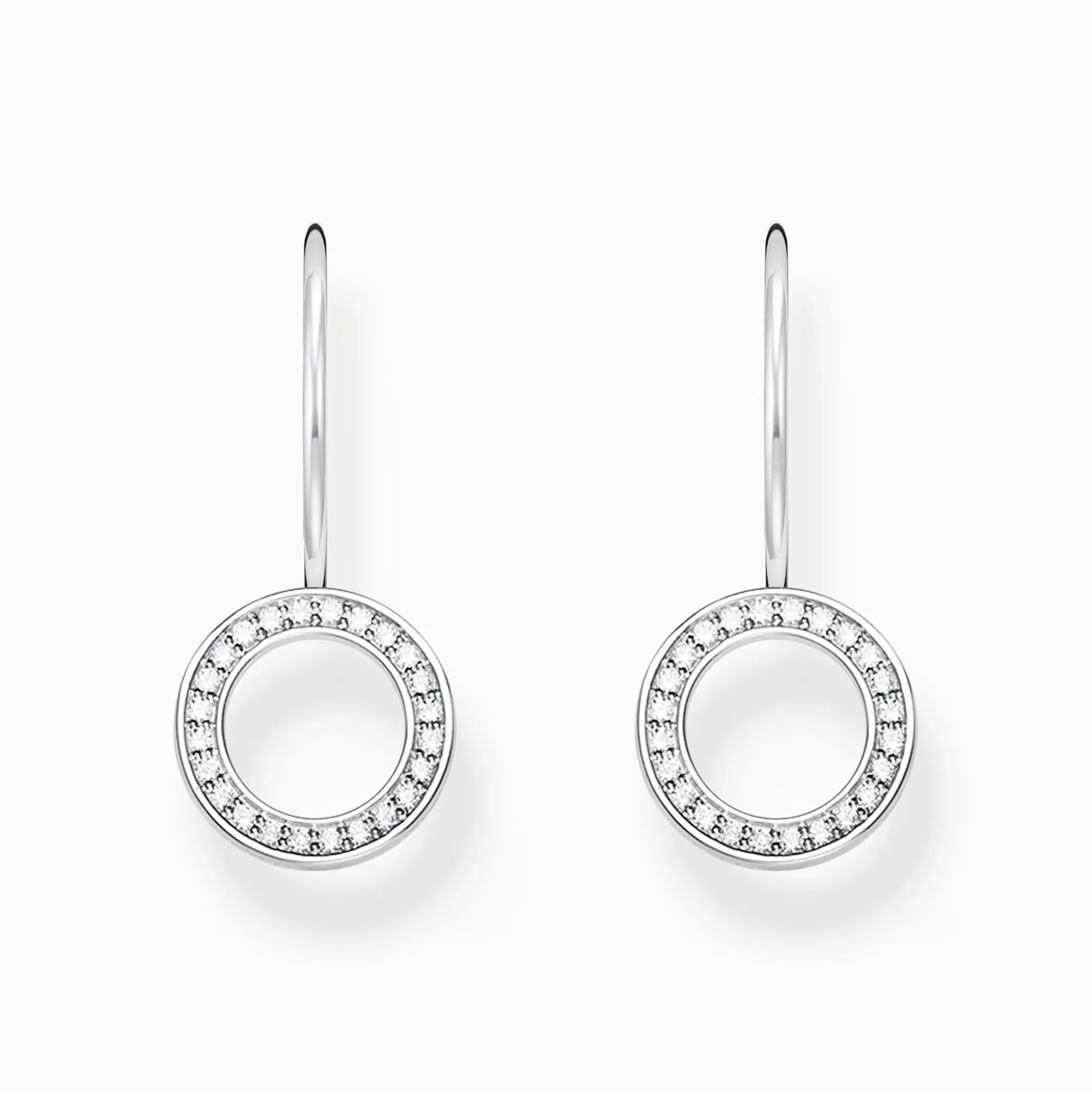 Online Pendants d’oreilles de forme circulaire ornés de gemmes blanches, argent Femme Boucles D'oreilles|Argent 925