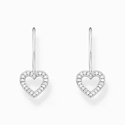 Discount Pendants d’oreilles en forme de cœur ornés de gemmes blanches, argent Femme Boucles D'oreilles|Argent 925