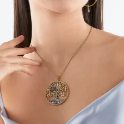 Clearance Pendentif arbre de l'amour or corbeau Femme Pendentifs|Placage Or 18 Carats - Argent 925