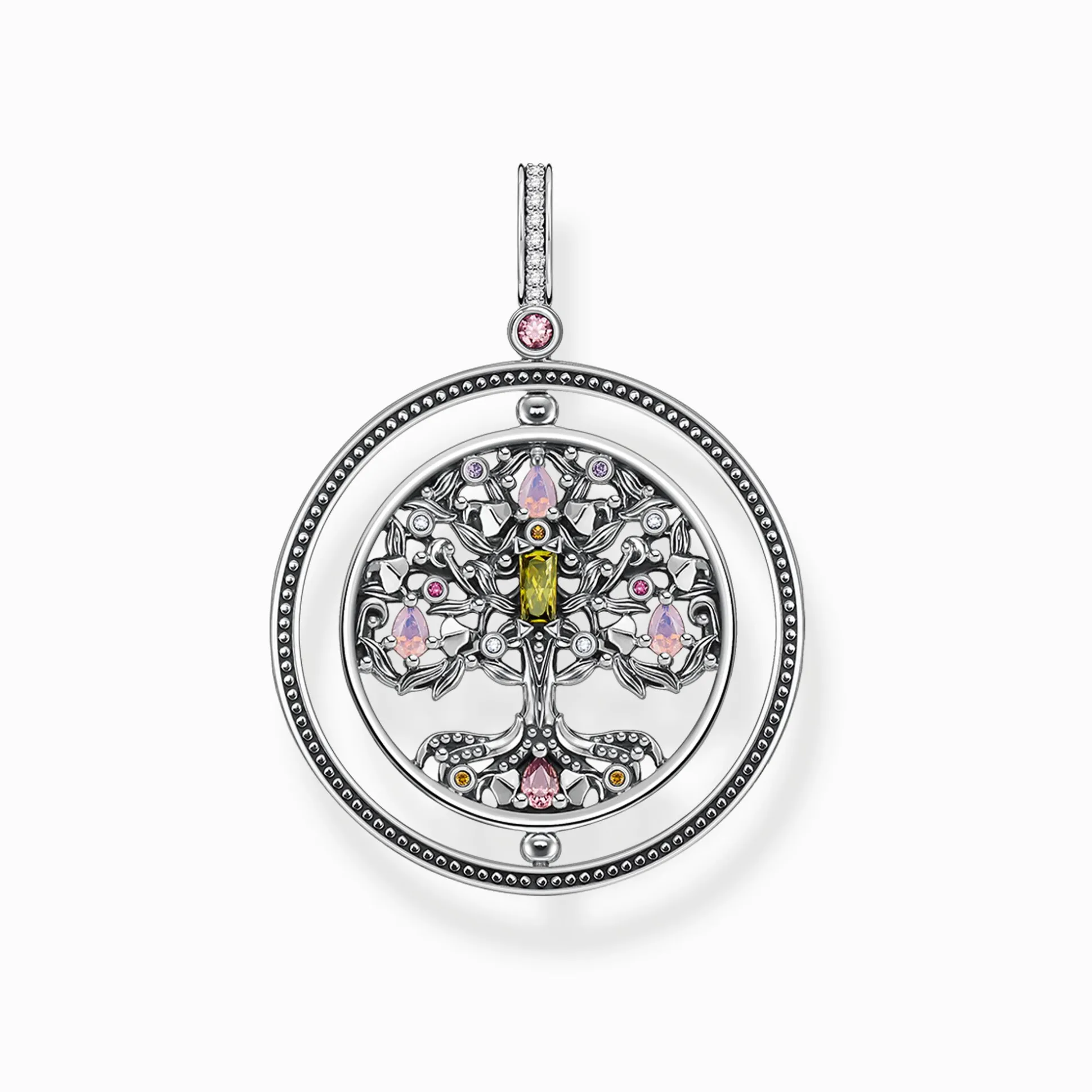 Sale Pendentif arbre de l'amour argent pierres multicolores Femme Pendentifs