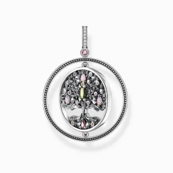 Sale Pendentif arbre de l'amour argent pierres multicolores Femme Pendentifs