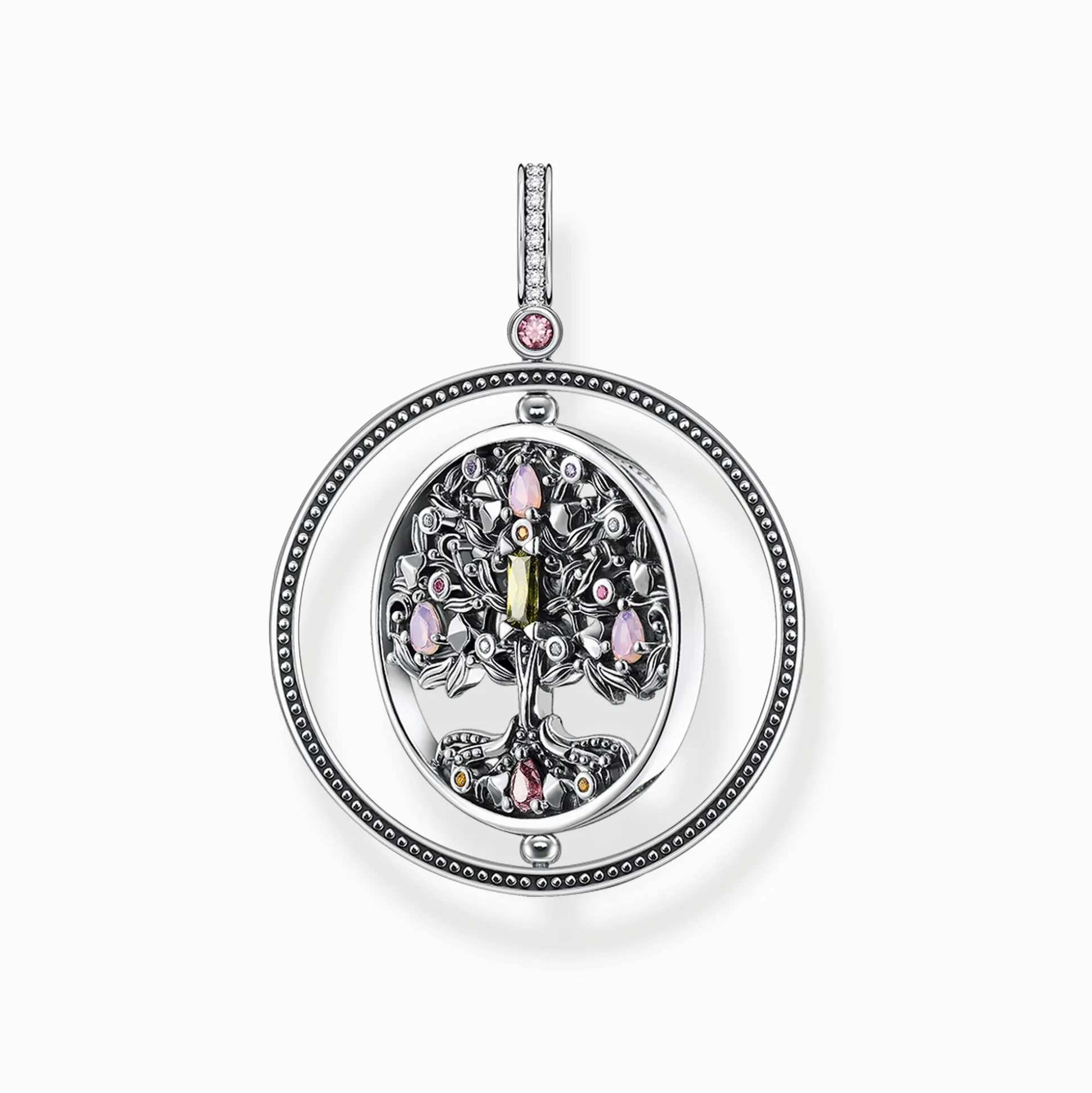 Sale Pendentif arbre de l'amour argent pierres multicolores Femme Pendentifs