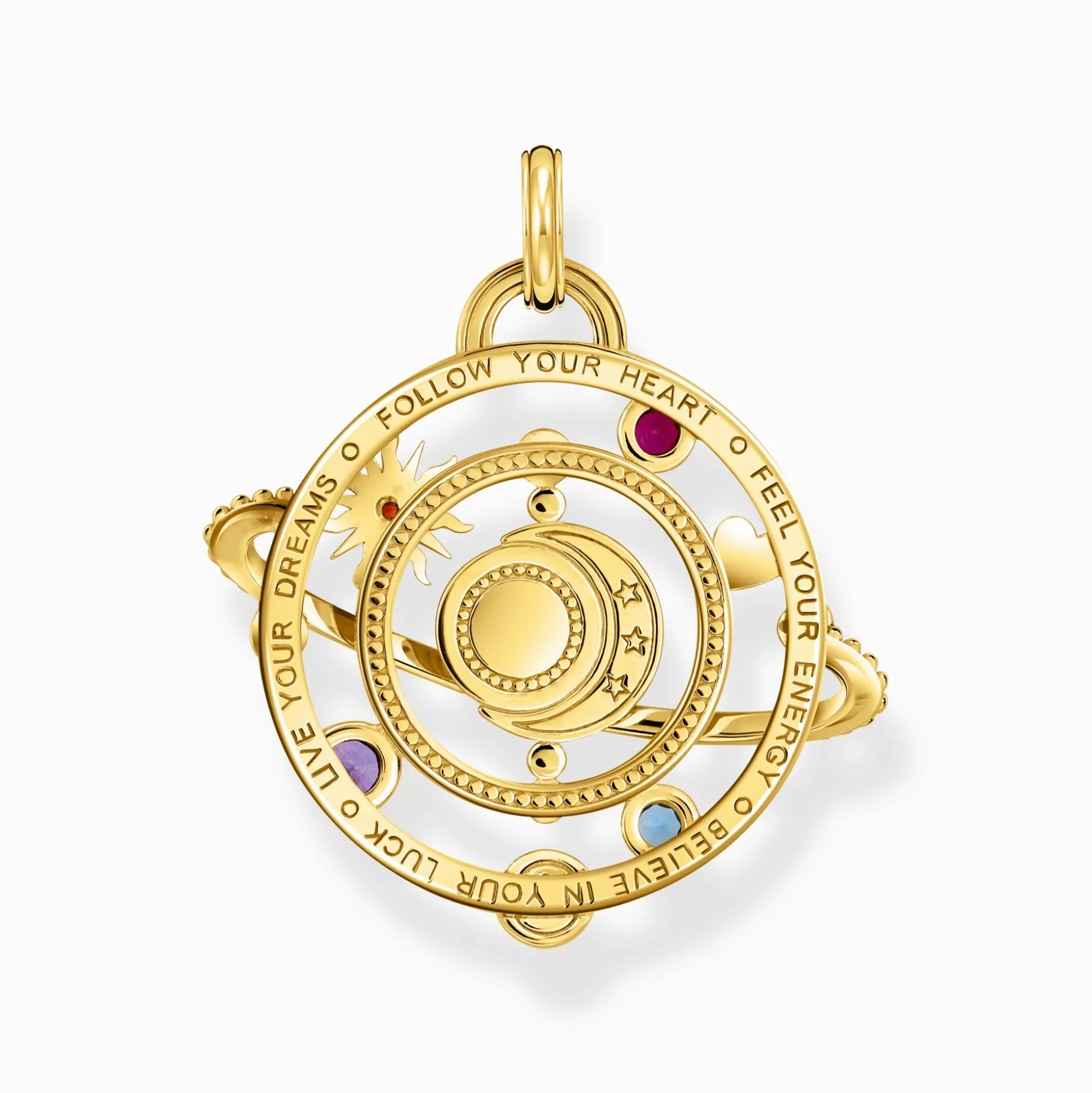 Cheap Pendentif avec anneau planétaire et pierres multicolores plaqué or Femme Pendentifs|Placage Or 18 Carats - Argent 925