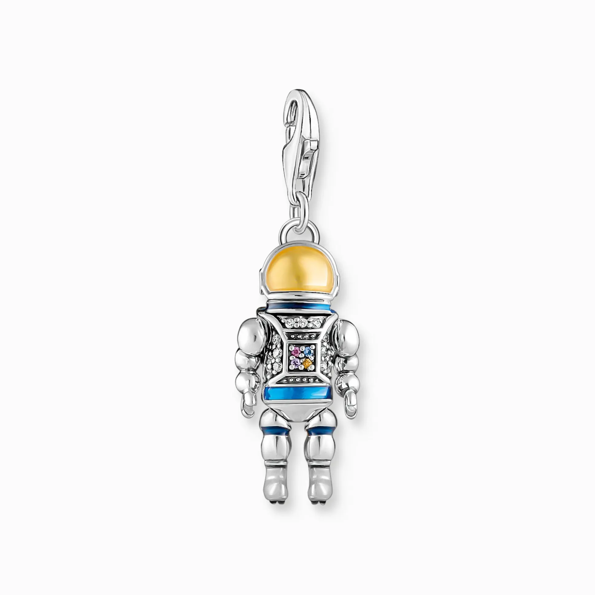 Cheap Pendentif Charm astronaute avec gemmes multicolores en argent noirci Femme Charms|Charms