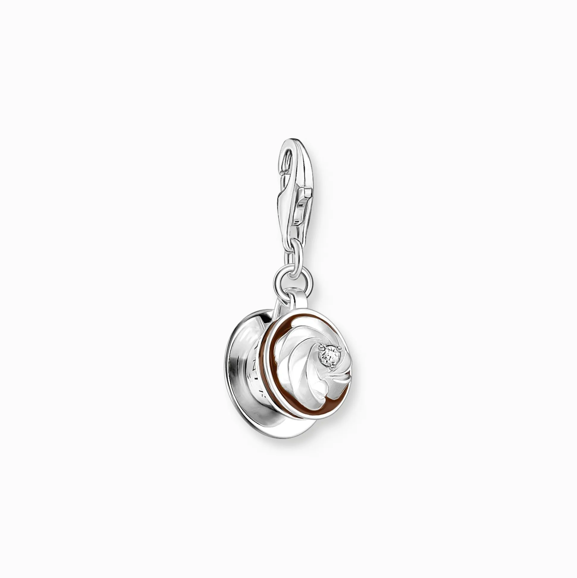 Discount Pendentif Charm café viennois avec pierre blanche argent Femme Charms|Charms