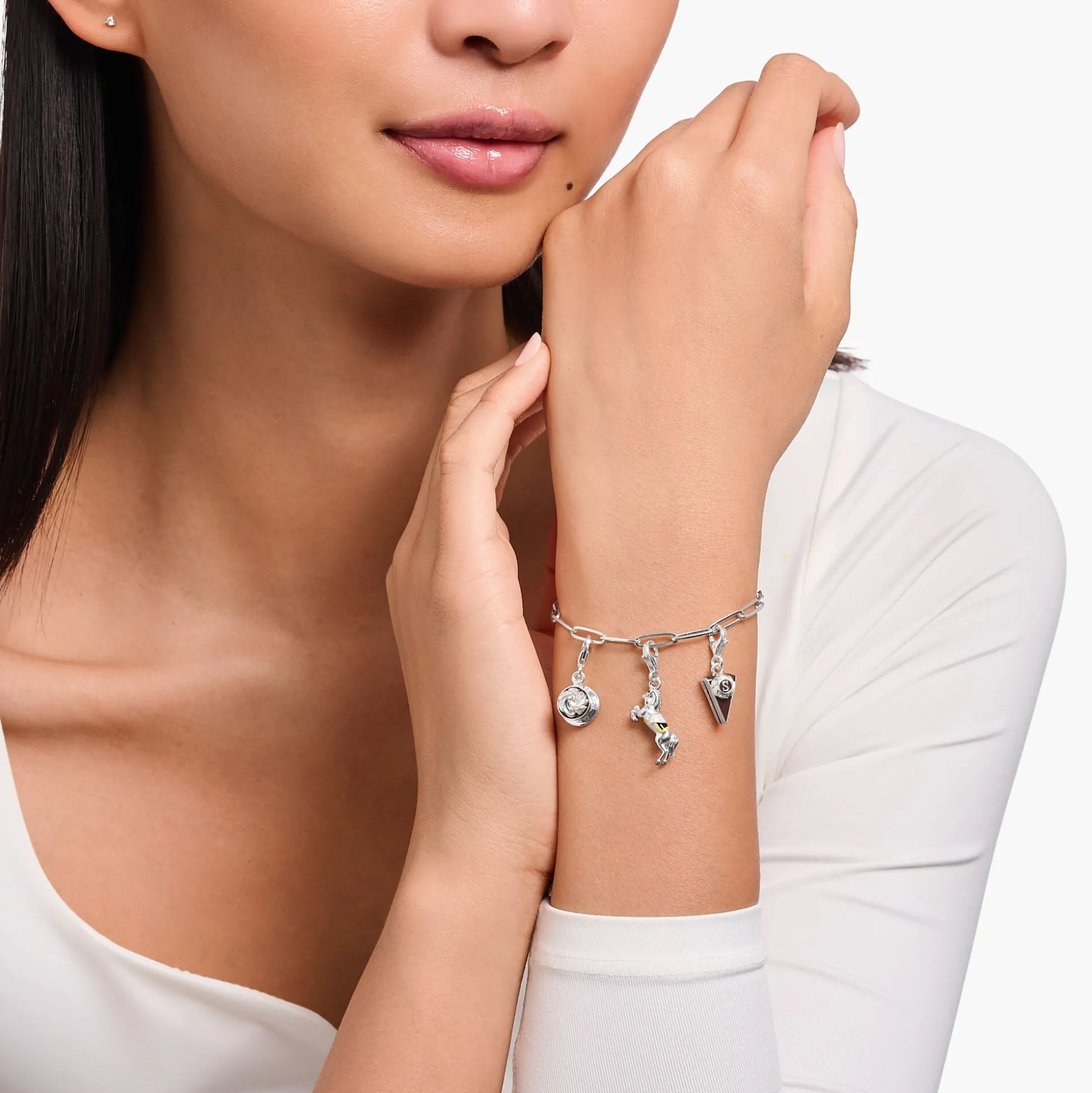 Discount Pendentif Charm café viennois avec pierre blanche argent Femme Charms|Charms