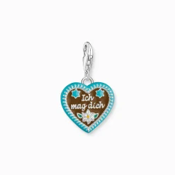 Sale Pendentif Charm coloré coeur pain d'épice argent Femme Charms|Charms
