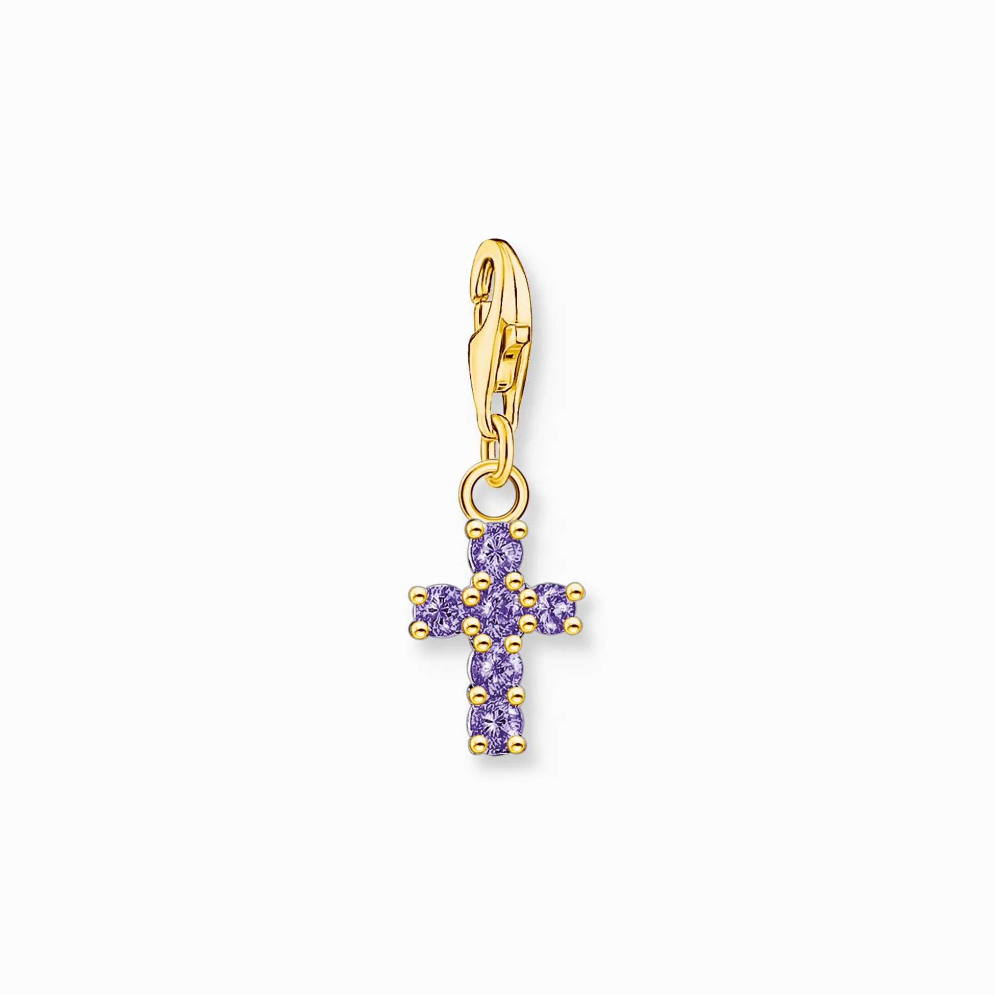 Outlet Pendentif Charm croix plaqué or avec pierres violettes Femme Charms|Charms