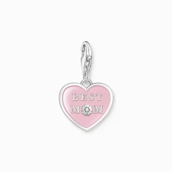 Sale Pendentif Charm cœur rose avec Best Mom argent Femme Charms|Charms