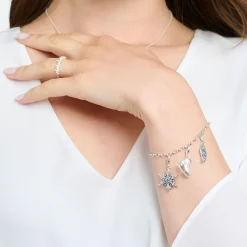 Flash Sale Pendentif Charm flocon de neige avec pierres bleues argent Femme Charms|Charms